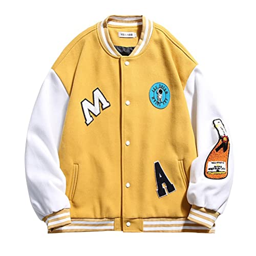 Onsoyours College Jacke Herren Sportjacke Stehkragen Vintage Unisex Patchwork Collegiate Bomber Jacket Freizeit Baseball Sweatjacke Hip Hop Streetwear Blouson F Gelb 3XL Onsoyours College Jacke Herren Sportjacke Stehkragen Vintage Unisex Patchwork Collegiate Bomber Jacket Freizeit Baseball Sweatjacke Hip Hop Streetwear Blouson F Gelb 3XL von Onsoyours