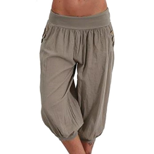 Onsoyours Damen 3/4 Länge Haremshose Blumenmuster Pumphose Damen Hosen Blumenmuster Pumphose Yogahose Aladinhose Baggy Harem Stil Weite Bein Sommerhose A Grau L von Onsoyours