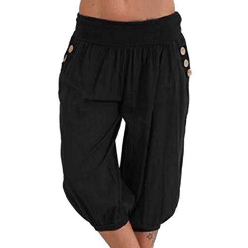 Onsoyours Damen 3/4 Länge Haremshose Blumenmuster Pumphose Damen Hosen Blumenmuster Pumphose Yogahose Aladinhose Baggy Harem Stil Weite Bein Sommerhose A Schwarz 3XL von Onsoyours