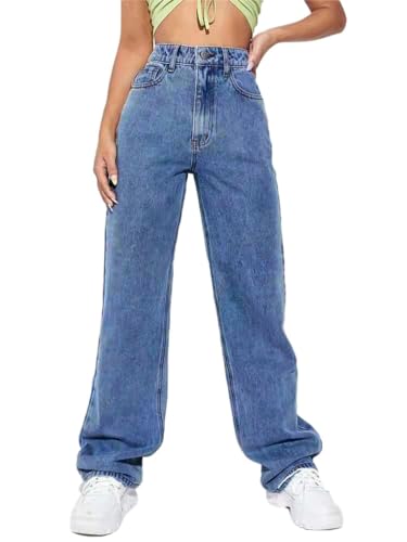 Onsoyours Baggy Jeans Damen High Waist Jeanshosen Weites Bein Stretch Hosen A Dunkelblau L von Onsoyours