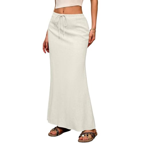 Onsoyours Damen Baumwollrock Sommer Einfarbig Rock mit Schlitz am Rücken Lang Freizeitrock A-Linie Rock Maxirock Strandrock A Weiß XXL Onsoyours Damen Baumwollrock Sommer Einfarbig Rock mit Schlitz am Rücken Lang Freizeitrock A-Linie Rock Maxirock Strandrock A Weiß XXL von Onsoyours