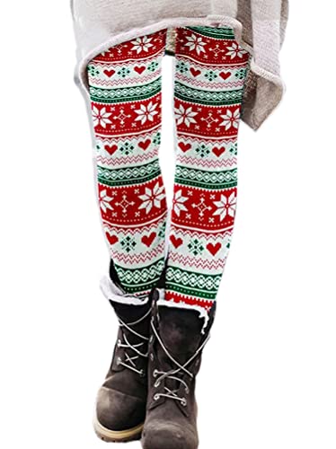 Onsoyours Damen Bedruckte Leggings Weihnachten Gedruckte Elastische Thermo Leggings Weihnachtshose Herbst Winter mit Weihnachtlichem Rentier B6 XXL von Onsoyours