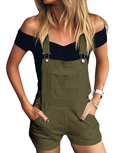 Onsoyours Damen Beiläufig Latzhose Jumpsuits Bib Hose Leinen Casual Baggy Retro Overall Lange Wide Leg Sommerhose Mit Kordelzug A Grün Large von Onsoyours