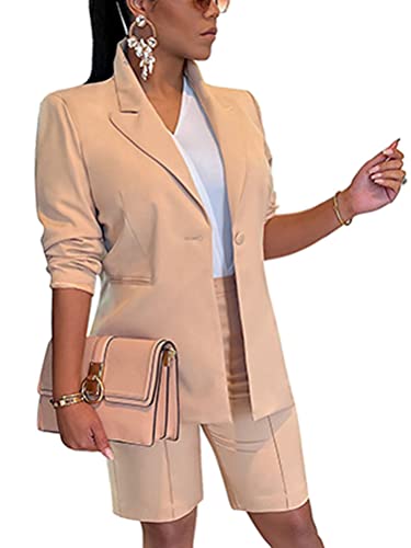 Onsoyours Damen Blazer Anzug Set Elegant Business Hose Einfarbig 2-teilig Anzug Zweiteiler Hosenanzug A Kaffee MA von Onsoyours