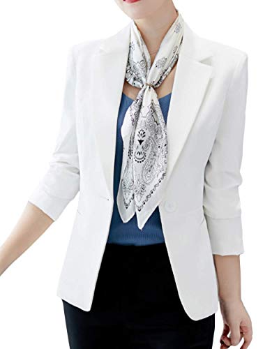 Onsoyours Damen Blazer Elegant Tailliert Business Anzug Langarm Kurz Bolero Jacke A Weiß 3XL von Onsoyours