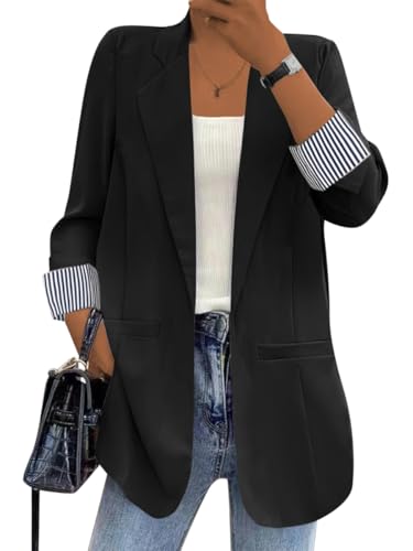 Onsoyours Damen Blazer Langer Casual Open Front Blazer Arbeit Büro Jacken mit Taschen Revers Blazer Offen Vorne Solide Arbeit Büro Jacke Blazer Für Den Herbst A Schwarz XL Onsoyours Damen Blazer Langer Casual Open Front Blazer Arbeit Büro Jacken mit Taschen Revers Blazer Offen Vorne Solide Arbeit Büro Jacke Blazer Für Den Herbst A Schwarz XL von Onsoyours