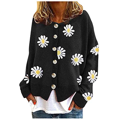 Onsoyours Damen Bolero Kurze Strickjacke Langarm Cardigan Elegante Jacke V Ausschnitt Pullover Stricken Strickweste Mit Knopf A Schwarz XL von Onsoyours