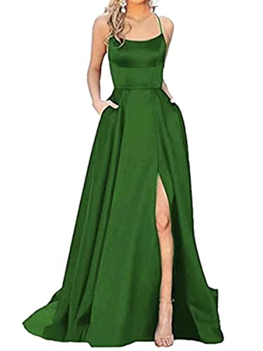 Onsoyours Damen Brautjungfernkleider Lang Ballkleid Spitze Applique Ärmelloses Neckholder Kleid Abendkleid Lang Standesamtkleid Abschlusskleid Partykleid Cocktailkleid B Dunkelgrün M von Onsoyours