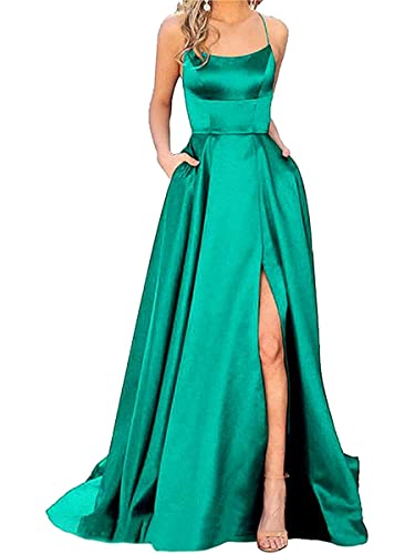 Onsoyours Damen Brautjungfernkleider Lang Ballkleid Spitze Applique Ärmelloses Neckholder Kleid Abendkleid Lang Standesamtkleid Abschlusskleid Partykleid Cocktailkleid Kleider B Grün L von Onsoyours