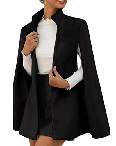 Onsoyours Damen Cape Blazer Split Ärmel vorne offen Jacke Workwear mit Taschen Schwarz M von Onsoyours