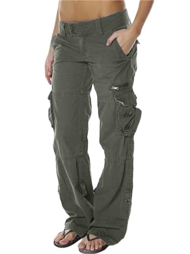 Onsoyours Damen Cargo Hose Frauen Beiläufig Ladung Keuchen Hosen Mit Multi Taschen Mode Loose Fit Casual Hosen High Waist Bequem Jogginghose Grau S von Onsoyours