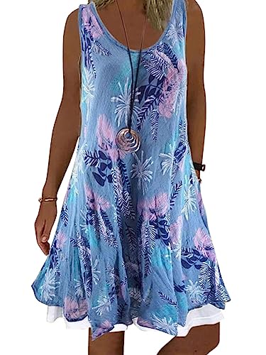 Onsoyours Damen Chiffon Boho Kleid Mit Gürtel Sommerkleid Partykleid Elegant V-Ausschnitt Maxikleid Blumenkleid Abendkleid Rüschen Strandkleid Cocktailkleid H Blau 40 von Onsoyours