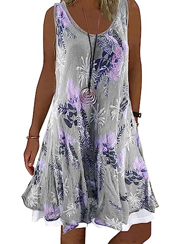 Onsoyours Damen Chiffon Boho Kleid Mit Gürtel Sommerkleid Partykleid Elegant V-Ausschnitt Maxikleid Blumenkleid Abendkleid Rüschen Strandkleid Cocktailkleid H Grau 36 von Onsoyours