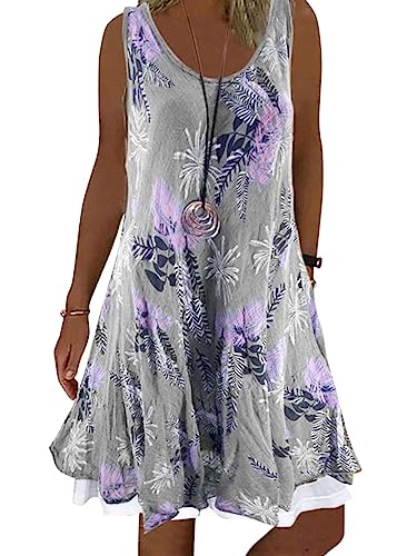 Onsoyours Damen Chiffon Boho Kleid Mit Gürtel Sommerkleid Partykleid Elegant V-Ausschnitt Maxikleid Blumenkleid Abendkleid Rüschen Strandkleid Cocktailkleid H Grau 44 von Onsoyours
