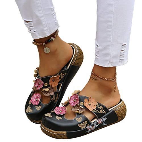 Onsoyours Damen Clogs Sommer Hausschuhe Atmungsaktiv Strand Sandalen Schuhe Bequem Plateau Sandalen Outdoor Pantoletten rutschfest Gartenschuhe von Onsoyours