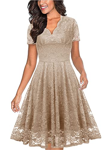 Onsoyours Damen Cocktailkleid Abendkleider Rockabilly Retro Vintage Neckholder Kleid Partykleid C Khaki S von Onsoyours