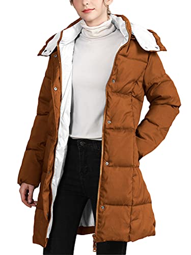 Onsoyours Damen Daunenjacke Mittellanger Winter Jacke Steppjacke Übergang Mantel Parka Gesteppt Warm A Braun L von Onsoyours