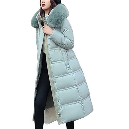 Onsoyours Damen Daunenjacke Winterjacke Steppjacke Wintermantel Lange Daunenjacke Parka Jacke Outwear Frauen Winter Warm Daunenmantel mit Pelzkragen Mantel Steppmantel C Hellgrün XL von Onsoyours