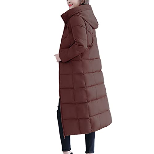 Onsoyours Damen Daunenmantel mit Kapuze Winter Daunenjacke Oversized Elegant Wintermantel mit Reißverschluss Jacke Parka Steppmantel Langer Outdoor Mantel mit Taschen A Braun M von Onsoyours