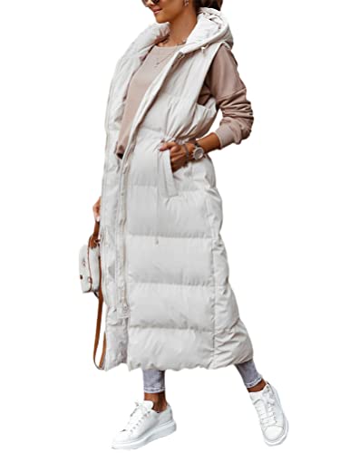 Onsoyours Damen Daunenweste Ärmellose Warmer Daunenmantel Steppweste Daunenjacke Steppjacke Outdoor Weste A Weiß XXL von Onsoyours