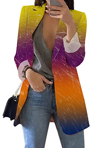 Onsoyours Damen Einfarbig Slim Fit Jacke Sommer Herbst Freizeit Coat Schuljacke Für Den Herbst Elegant Langarm Blazer B Gelb S von Onsoyours