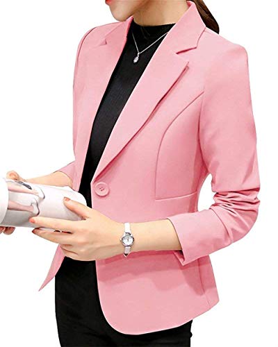 Onsoyours Damen Elegant Blazer Freizeit Einfarbig Business Jacke Revers Büro Blazer Kurz Slim Fit Langarm Outwear Mantel Bolero Jacke A Rosa S von Onsoyours