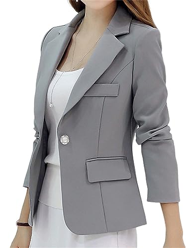 Onsoyours Damen Elegant Blazer Freizeit Einfarbig Business Jacke Revers Büro Blazer Kurz Slim Fit Langarm Outwear Mantel Bolero Jacke E Grau S Onsoyours Damen Elegant Blazer Freizeit Einfarbig Business Jacke Revers Büro Blazer Kurz Slim Fit Langarm Outwear Mantel Bolero Jacke E Grau S von Onsoyours