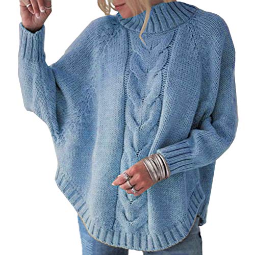 Onsoyours Damen Elegant Rollkragenpullover Oversize Langarm Beiläufige Sweater Pulli Strickpullover Sweatshirts Oberteile Elegant Blau 34 von Onsoyours