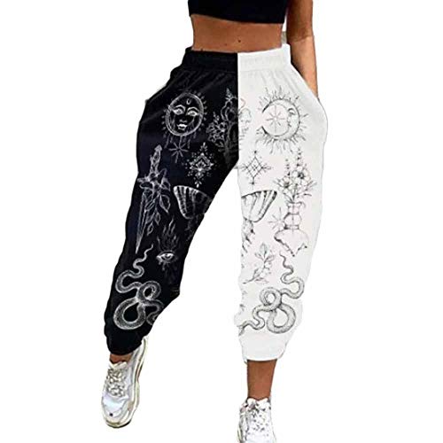 Onsoyours Damen Farbblock Jogginghose Sporthose Lang Weit Mit Taschen Trainingshose Oversize Baumwolle Sporthose Große Größen Grau Freizeithosen 2 Weiß M von Onsoyours