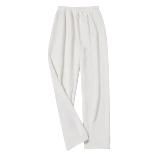 Onsoyours Damen Frauen Fleece Plüsch Dicke Schlafanzughose Kuschelige Pants Print Schlafhose Flauschige Sport Hosen Warme Weiche Home Jogginghose Yogahose Z1 Weiß Einheitsgröße von Onsoyours