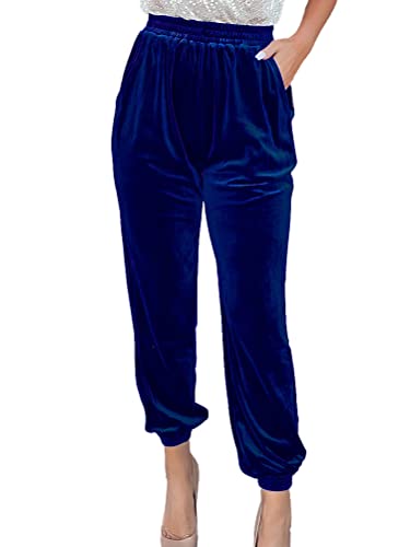 Onsoyours Damen Freizeithose Samthose Warme Flare Hose Velours Jogginghose Casual Traininghose Sporthose Yogahose Schlafhose Sweatpant Dicke Haushose Winter Christmas A Blau XL von Onsoyours