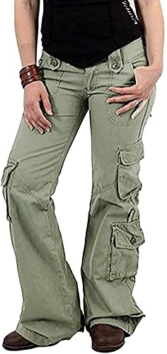 Onsoyours Damen Freizeithose Taschen Cargohose Gerades Bein Kampfhose Outdoor Kletterhose Relaxed-Fit Multi Taschen Sport Jogginghose Climbing Pants B Armeegrün M von Onsoyours