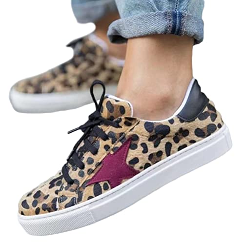 Onsoyours Damen Freizeitschuhe Mode Wedge Heel Flache Schuhe Reißverschluss Schnürsenkel Bequeme Damen Sneakers Weibliche Vulkanisierte Schuhe I Leopardenmuster 38 EU von Onsoyours