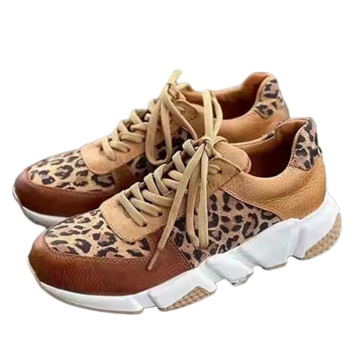 Onsoyours Damen Freizeitschuhe Mode Wedge Heel Flache Schuhe Reißverschluss Schnürsenkel Bequeme Damen Sneakers Weibliche Vulkanisierte Schuhe Leopard 44 EU von Onsoyours