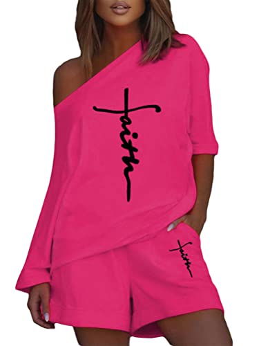 Onsoyours Damen Frühjahr Sommer 2 Teilig Jogginganzug Sportanzug Sportswear Set Lässiger Anzug Schräge Schulter Langarm Top + Shorts Zweiteiler Set A Rosarot M Onsoyours Damen Frühjahr Sommer 2 Teilig Jogginganzug Sportanzug Sportswear Set Lässiger Anzug Schräge Schulter Langarm Top + Shorts Zweiteiler Set A Rosarot M von Onsoyours