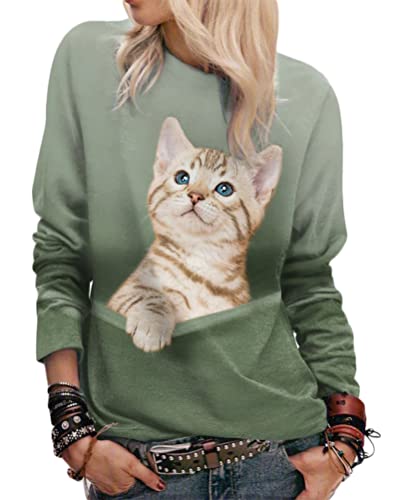 Onsoyours Damen Frühling Herbst Rundhals Lange Ärmel Pullover Sweatshirt 3D Katze Gedruckt Pulli Sweater Tops Bluse Oberteile C Stil-2 L Onsoyours Damen Frühling Herbst Rundhals Lange Ärmel Pullover Sweatshirt 3D Katze Gedruckt Pulli Sweater Tops Bluse Oberteile C Stil-2 L von Onsoyours