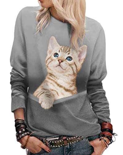Onsoyours Damen Frühling Herbst Rundhals Lange Ärmel Pullover Sweatshirt 3D Katze Gedruckt Pulli Sweater Tops Bluse Oberteile C Stil-4 XL Onsoyours Damen Frühling Herbst Rundhals Lange Ärmel Pullover Sweatshirt 3D Katze Gedruckt Pulli Sweater Tops Bluse Oberteile C Stil-4 XL von Onsoyours