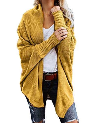 Onsoyours Damen Herbst Winter Cardigan Top Women Lange ÄRmel Solid Color Casual Mantel Pullover Coat Strickjacke Tops Gelb 46 von Onsoyours