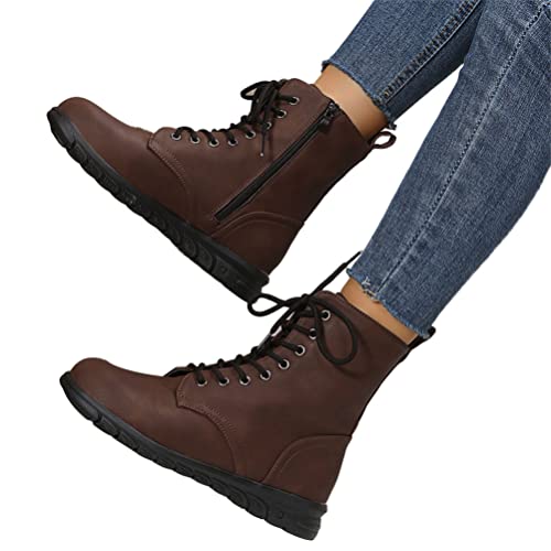Onsoyours Damen Herbst Winter Flache Schnürstiefel Stiefel Stiefeletten Einfarbig Boots Cowboystiefel Keilstiefeletten mit Runder Spitze A Dunkelbraun 39 EU Onsoyours Damen Herbst Winter Flache Schnürstiefel Stiefel Stiefeletten Einfarbig Boots Cowboystiefel Keilstiefeletten mit Runder Spitze A Dunkelbraun 39 EU von Onsoyours