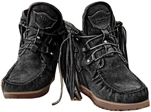 Onsoyours Damen Herbst Winter Flache Wildleder Retro Stiefeletten mit Fransen Casual Short Ankle Boots Schuhe Schwarz 41 EU Onsoyours Damen Herbst Winter Flache Wildleder Retro Stiefeletten mit Fransen Casual Short Ankle Boots Schuhe Schwarz 41 EU von Onsoyours