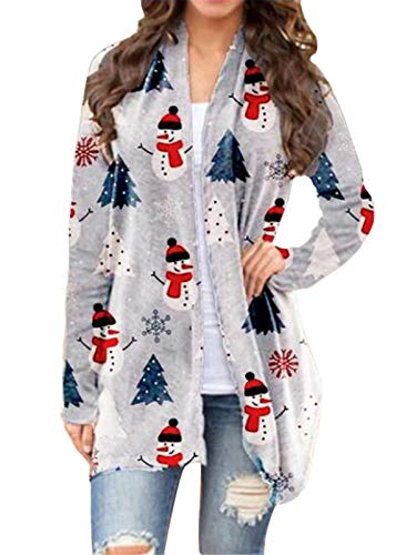 Onsoyours Damen Herbst Winter Lang Cardigan Strickjacke Mantel Warm Elegante Cardigan Outwear Oversize Frauen Halloween Katze Kürbis Print Langarm Coat K Weiß XXL von Onsoyours