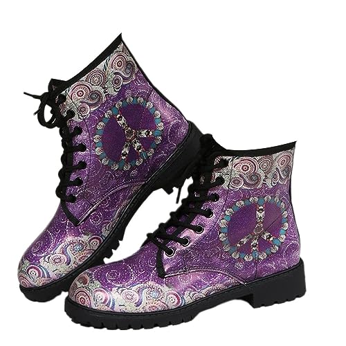Onsoyours Damen Herbst Winter Stiefel Gothic Chelsea Boot Punk Stiefeletten Biker Boot Knöchel Stiefel Mit Blockabsatz Gotisch Retro Drucken Kurze Stiefeletten B Muster-5 40 EU von Onsoyours