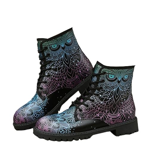 Onsoyours Damen Herbst Winter Stiefel Gothic Chelsea Boot Punk Stiefeletten Biker Boot Knöchel Stiefel Mit Blockabsatz Gotisch Retro Drucken Kurze Stiefeletten B Muster-7 41 EU von Onsoyours