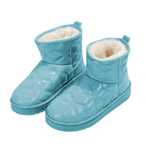 Onsoyours Damen Herbst Winter Stiefeletten Dicken Boden Schnee Stiefel Solide Farbe Futter Samt Warme Mitte Rohr Baumwolle Stiefel Weichen Boden Rutschfest Boots Schuhe A Blau 37 EU von Onsoyours