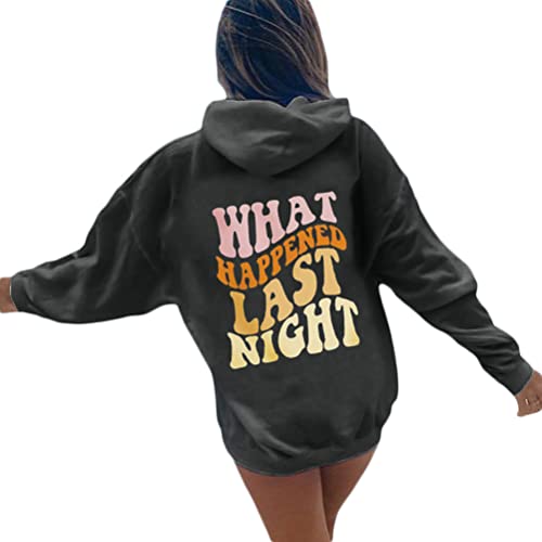 Onsoyours Damen Hoodie Rückendruck Letter Print Sweatshirt Lose Casual Jacke Oversize Vintage Kapuzenpullover Sweatshirt mit Kapuze 90er Y2K E-Girl Outerwear E Schwarz L von Onsoyours