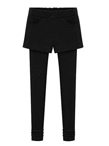 Onsoyours Damen Hosen Slim Fit Verdickte Fleece Thermo Warme Schlanke Jogginghose Sweathose Winter Shorts Warme Frauen Leggings Großen Größen Mädchen High Waist Mini Skater Rock E Schwarz M von Onsoyours