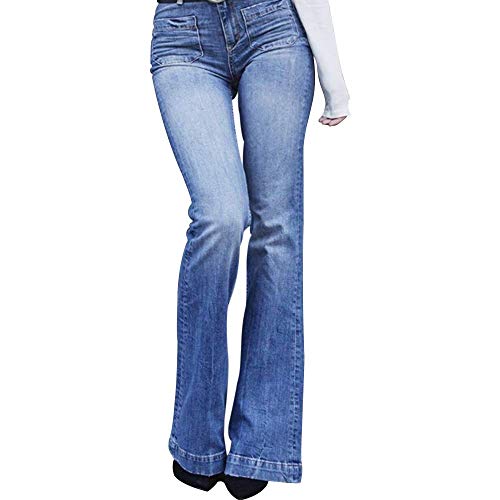 Onsoyours Damen Jeans Bootcut Jeanshose Mit Hohem Bund Lange Mode Casual Hose Weite Schlaghosen Retro Stil Denim Hose G Blau 2XL von Onsoyours