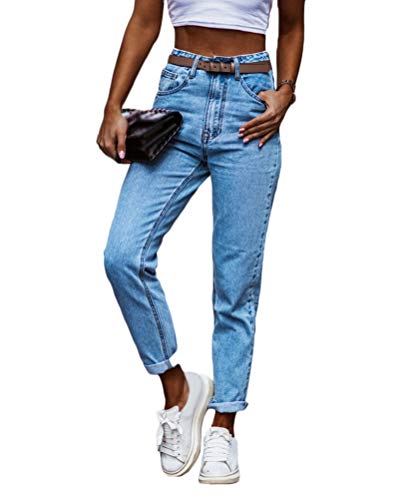 Onsoyours Damen Jeans Boyfriend High Waist Jeanshose Locker Lang Blau Hose Jeans Straight Lässig Weich Push Up Denim Pants (M, Z1 Blau) von Onsoyours