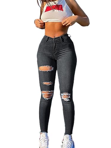 Onsoyours Damen Jeans Hose Straight-Fit Gerader Schnitt High Waist Jeanshose Bleistifthose Mit Löchern Casual Stretch Denim Pants Skinny Slim Fit Röhrenjeans Bleistiftjean Leggings B Schwarz L Onsoyours Damen Jeans Hose Straight-Fit Gerader Schnitt High Waist Jeanshose Bleistifthose Mit Löchern Casual Stretch Denim Pants Skinny Slim Fit Röhrenjeans Bleistiftjean Leggings B Schwarz L von Onsoyours