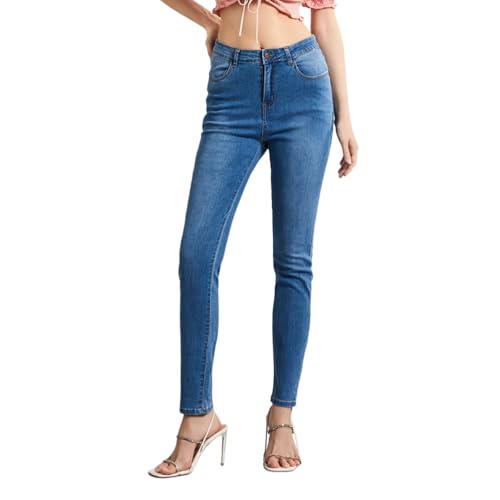 Onsoyours Damen Jeans Jeanshose Damen Skinny High Waist Jeggings Leggings Stretch Hosen Taschen Jeans A Hellblau XXL von Onsoyours